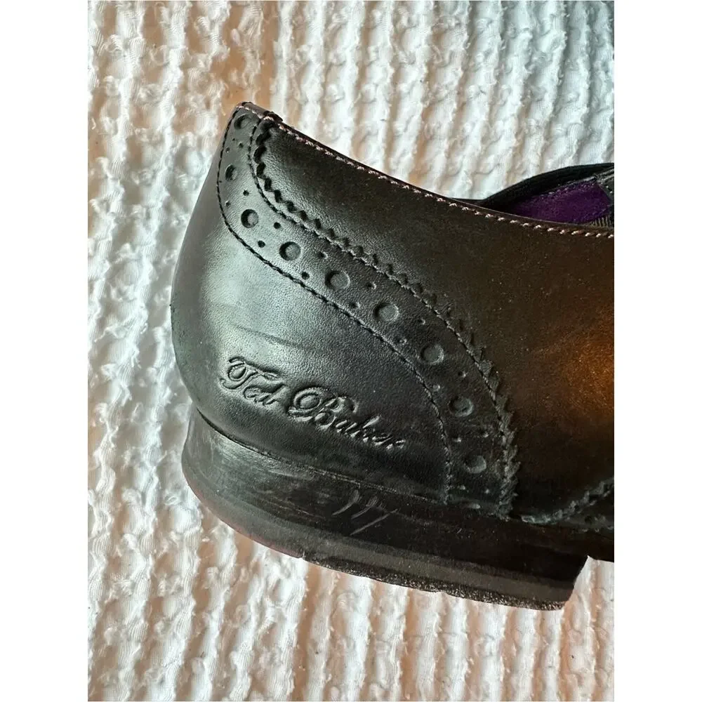 Ted Baker London Mens Black Leather Wingtip Oxford Dress Shoes Brogue US 9 EU 42